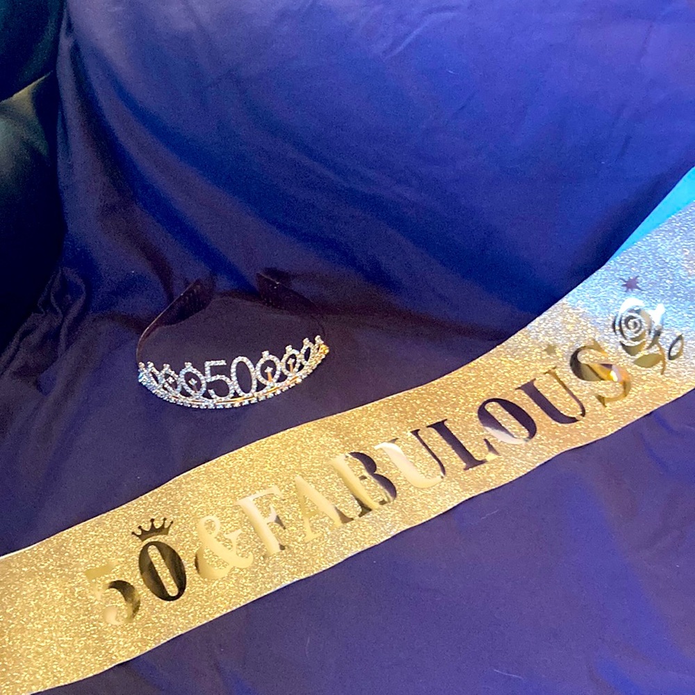 50th Crown and Sash. Very Glamorous- Rose Gold hue…